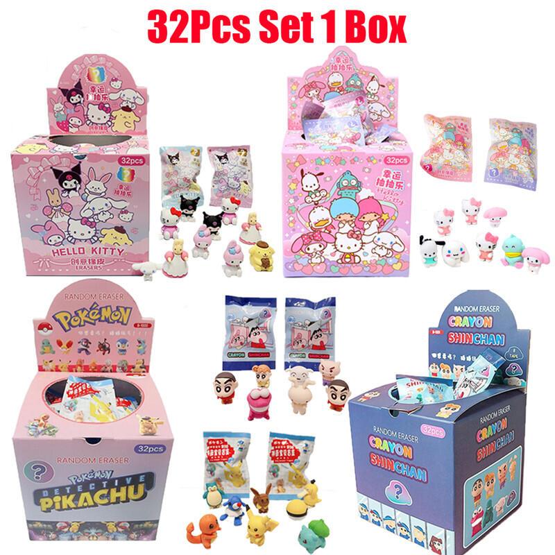 32Pcs Sanrio Figure Pencil Eraser Blind Box Hello Kitty Kuromi Melody ...