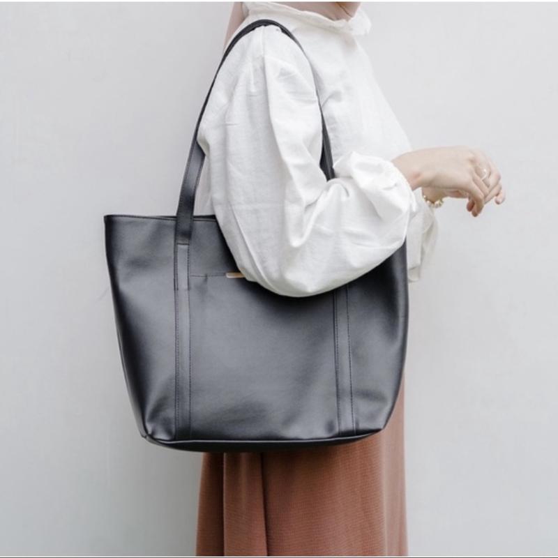 Tote bag Wanita Kulit Kapasitas Besar Bahan Tebal - Totebag Kulit - Tas Wanita Pengajian Bahu Wanita Kulit PU Polos 6