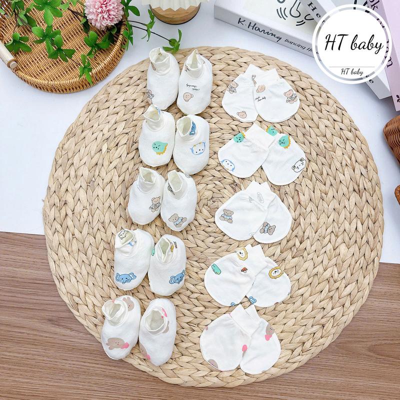 Sét Mũ Kèm Bao Tay Bao Chân HỌA TIẾT 5 MÓN Chất Pettit Tông Nền Trắng 8