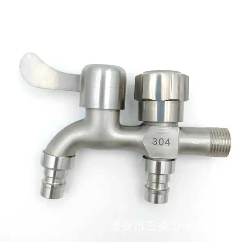 Vòi nước 2 đầu ra inox, Vòi nước 2 đầu cho máy giặt chia nước thành 2 cổng xả độc lập, chất liệu Inox 304 2Bshop 5