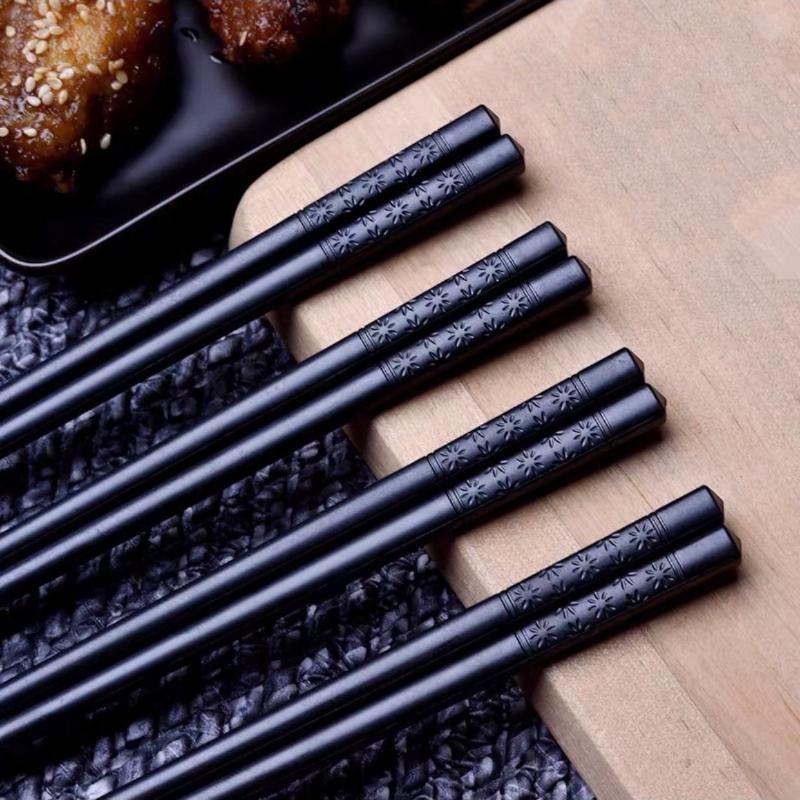 Product Introduction of 1 Pair Chinese Food Chopsticks Sushi Sticks Non Slip Washable Safe Dishes Alloy Bamboo Form Snack Food Class Tableware Set Black 13