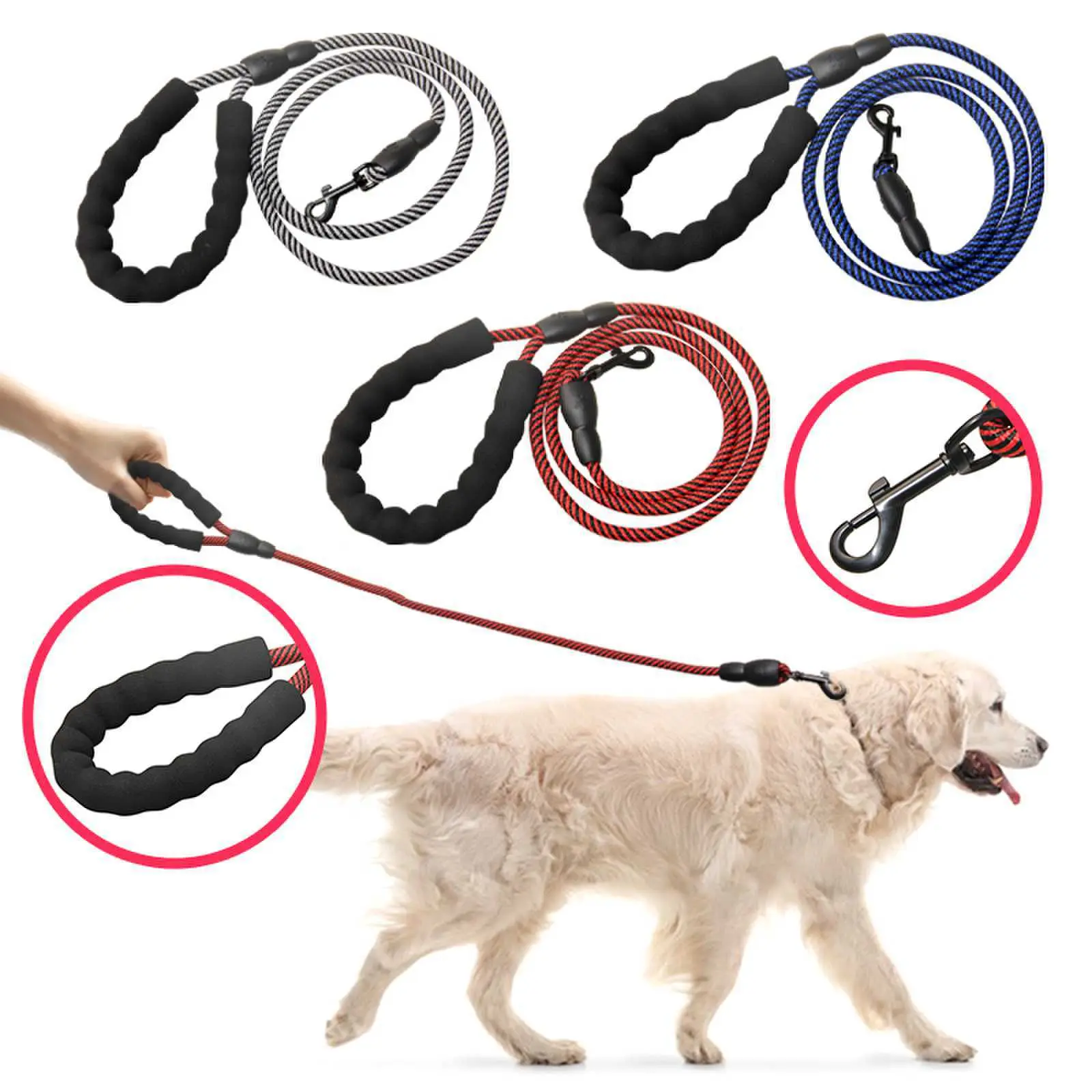 Pet Leash Anti-Shock Dog Pulling Strap Outdoor Walking Dog Leash Teddy Golden Retriever Large Dog Leash Wholesale