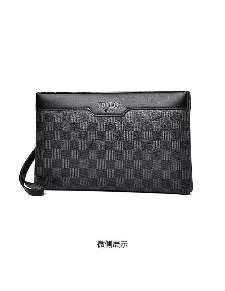 Product Introduction of Men's Handbag New Fashion Plaid Business Large Capacity Casual Envelope Men's Clutch 27