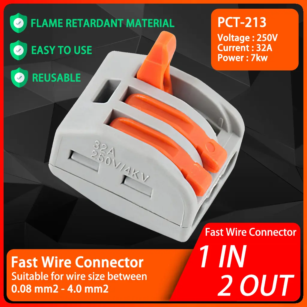 PCT213 Fast Wire Connector Reusable Terminal Universal Connector Compact Wire Wiring