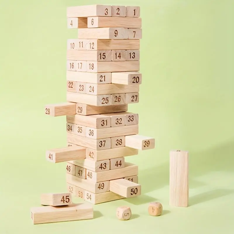 Wooden Jenga Game, Number Stacking Block Game, Stacking Interactive Game, Fun Gift