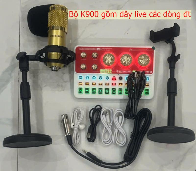 Bản Tiếng Việt Bộ Sound card K900, Mic Woaichang BM900 và dây vừa sạc vừa live dùng cho các dòng điện thoại