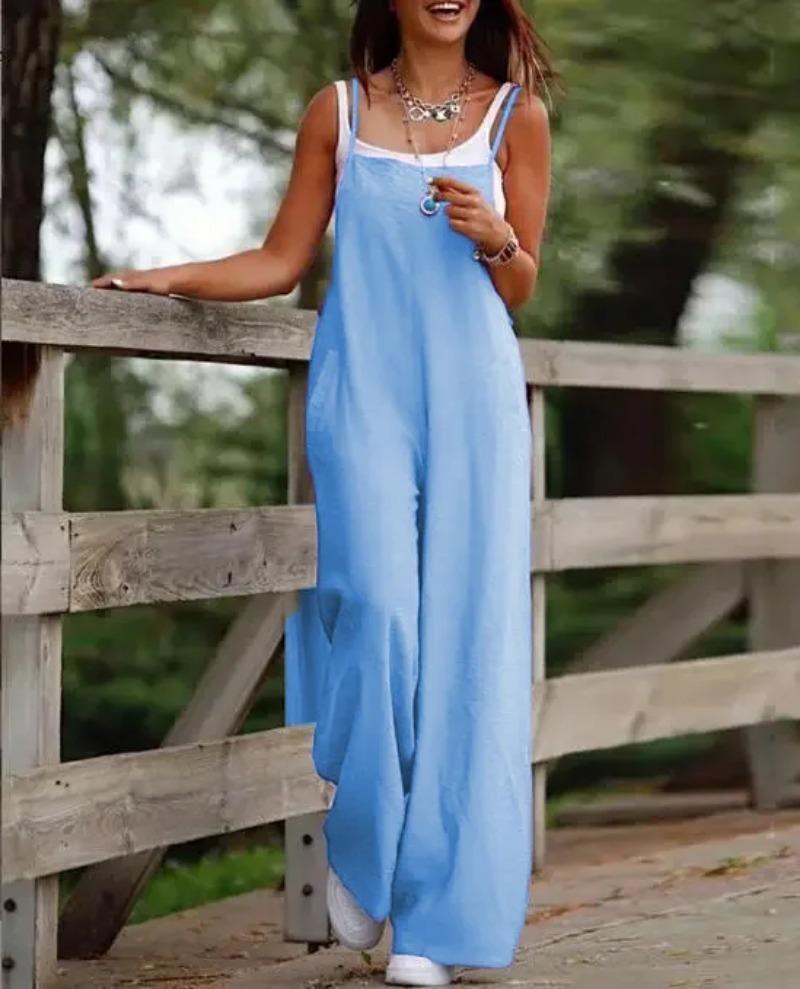 Product Introduction of Oversized S-5XL Women Loose Overalls Summer Fashion Female Sleeveless Wide Leg Pant Suits 13
