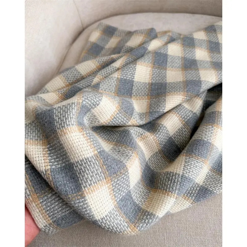 Khăn Quàng quàng cổ Giả Cashmere Kẻ Sọc Tua Rua, Dành Cho Nữ, Mùa Thu Và Mùa Đông, Thời Trang Và Dễ Phối Đồ Dài Trung Bình Ấm Áp, Thích Hợp Cho Các Cặp Đôi, WT-12, Hàng Mới Về Khăn Choàng Choàng Cổ 3