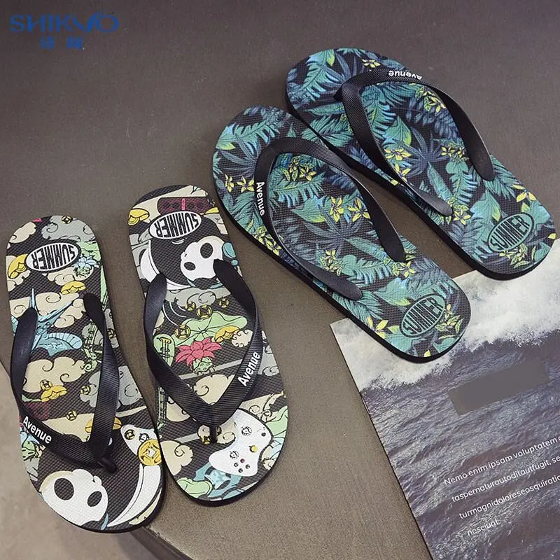 Trendy Men's Beach Sandals Slip-On Summer Flip Flops Anti-Slip Outdoor Wear Comfortable Rubber Sole PVC Upper Footwear