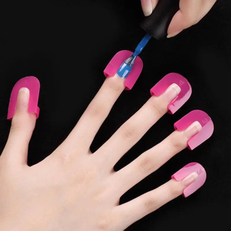1set/2sets Reusable Manicure Shield Protection Cover, Nail Polish Spill Proof Protector Clip, Finger Stencil For DIY Manicure 3