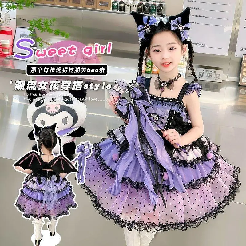 [HÀNG LOẠI 1] Váy đầm Kuromi cho bé gái hóa trang Halloween Váy công chúa be gái