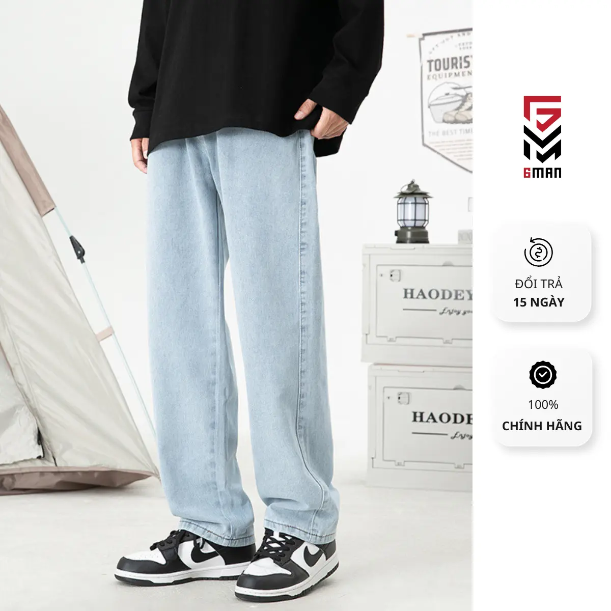Quần jean nam dáng baggy màu xanh, đen Menswear Pants Jean Có Túi