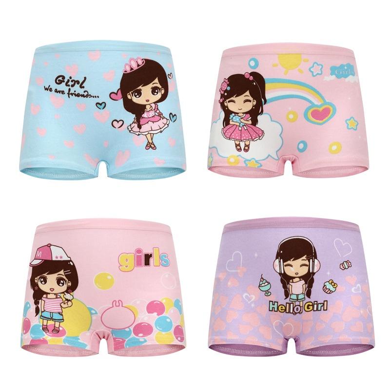 4 Pcs/Set Baby Girls Underwear Cotton Cute Cartoon Panty Kids Stretch Breathable Short Children Soft Underpants 2-12 Years 6