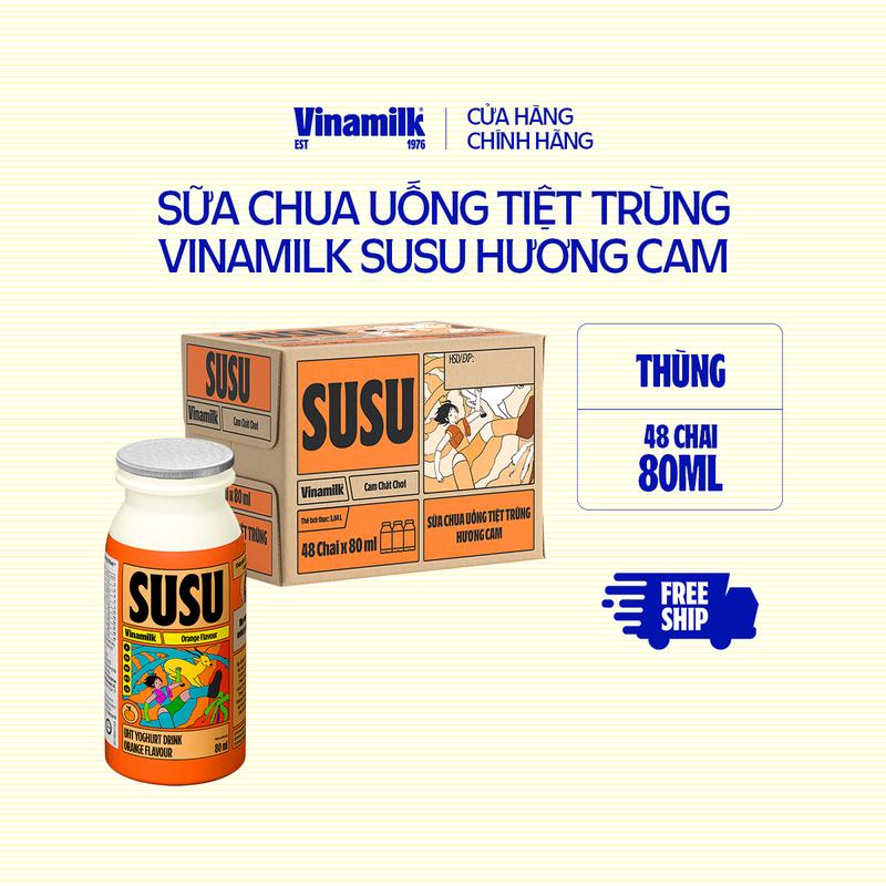 Sữa chua uống Hương Cam Vinamilk Susu - Thùng 48 chai 80ml