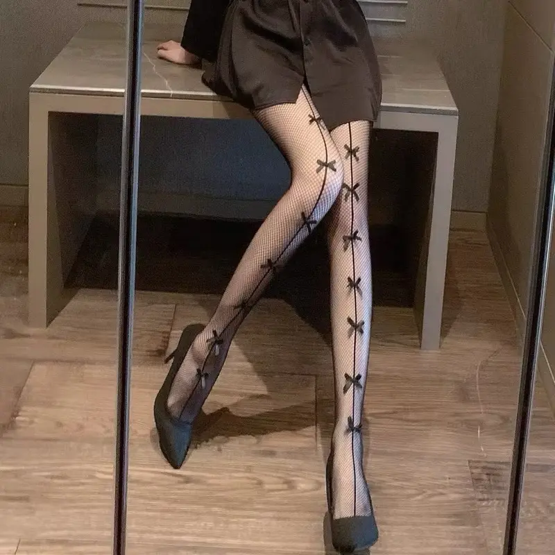 ￼Quần tất lưới sexy quyến rũ gắn nơ phong cách thời trang lolita Nhật Bản dành cho nữ 1