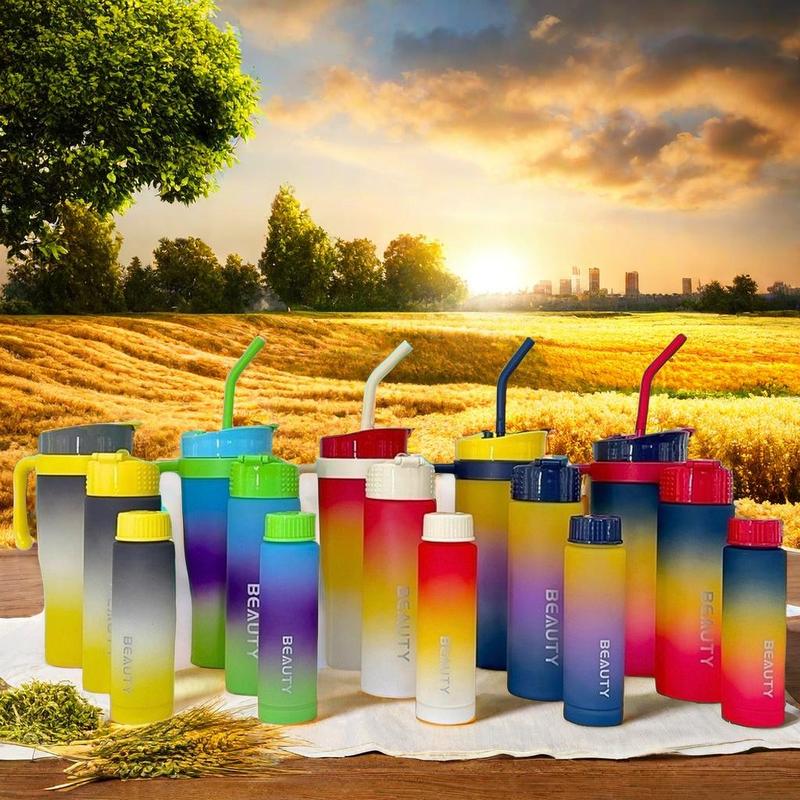 Product Introduction of Leak-proof Water Bottle Set, 3 Counts/set Portable Large Capacity Water Bottle with Straw, Drinking Cup for Office, School, Outdoor 2