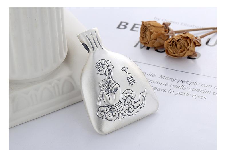 Product Introduction of S990 Pure Silver Ethnic Style Matte Hollow Heart Sutra Money Bag Buddha Hand Lotus DIY Pendant 23