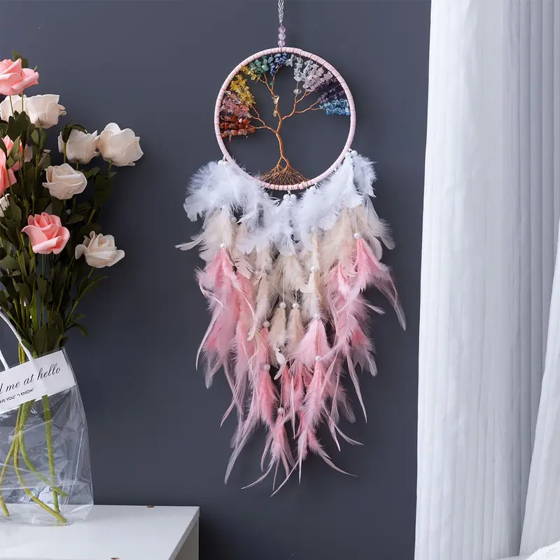Hanging Dream Catcher, 1 Count Tree Of Life Feather Dream Catcher Hanging Decor, Room Decor Hanging Ornament, Craft Gift for Friends 1