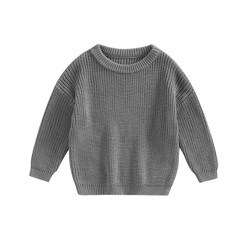 Product Introduction of Toddler Baby Round Neck Sweaters, Long Sleeve Solid Color Loose Knitted Pullovers 67