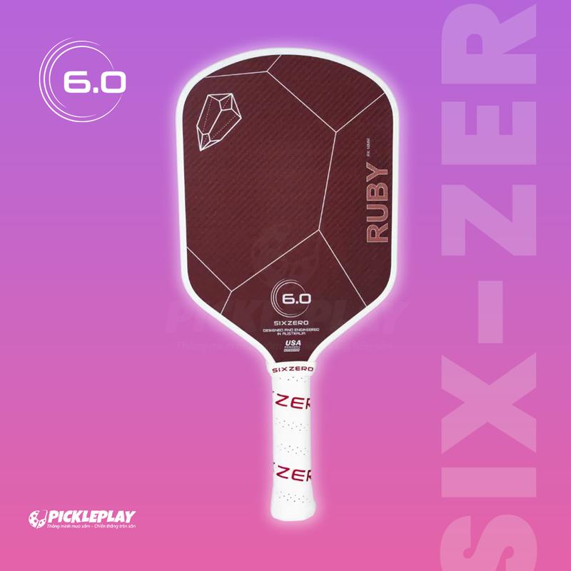 Vợt Pickleball Six Zero Ruby 16mm - Công Nghệ Carbon Fusion Edge - Thiết Kế Khí Động Học và Tối Ưu Hóa Hiệu Suất - Cân Bằng Hoàn Hảo Cho Trải Nghiệm Chơi Vượt Trội 0