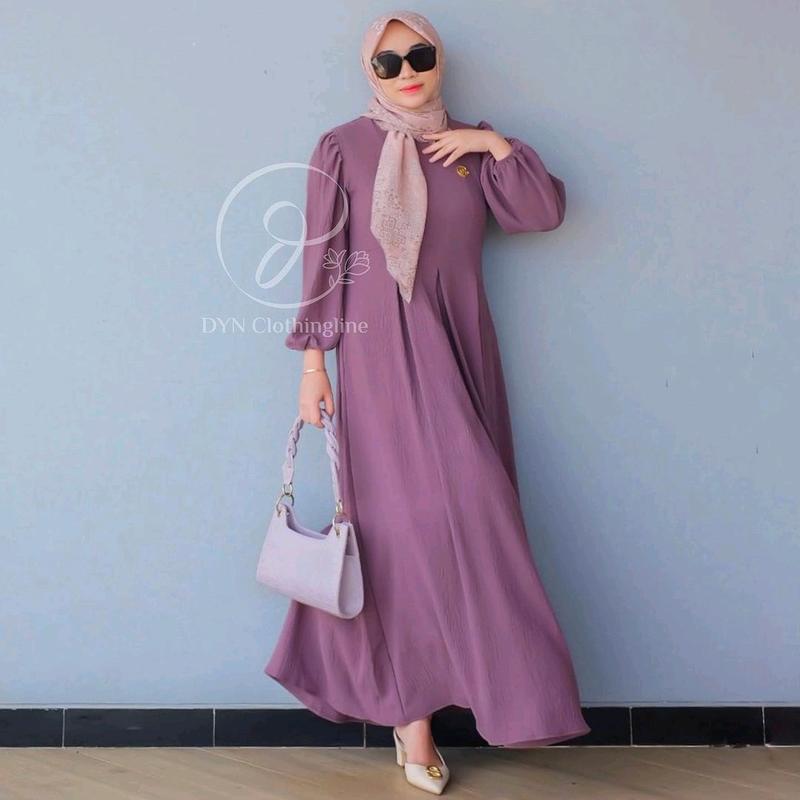 dress karin//gamis kringkel Polos Navy 2