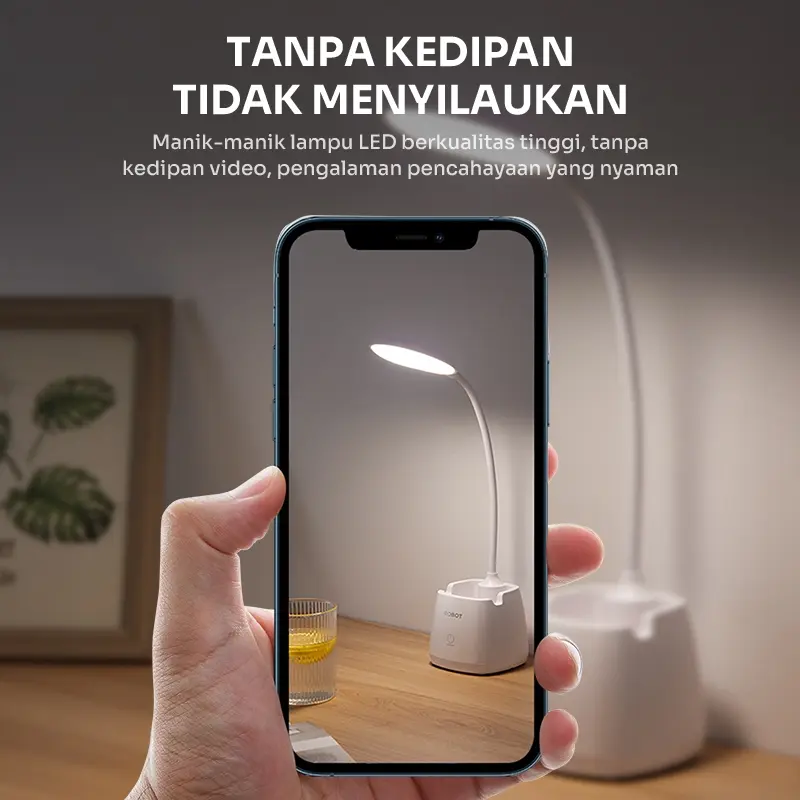 ROBOT Lampu Meja Belajar RT-DL02 Fleksibel Rechargeable Multifungsi - Garansi 1 Tahun 2