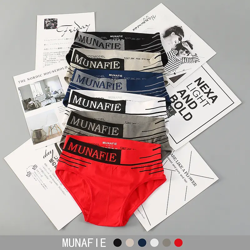 2024 Summer New Polyester Men's Underwear U Convex Mid-Waist Comfortable High Elastic Breathability Briefs