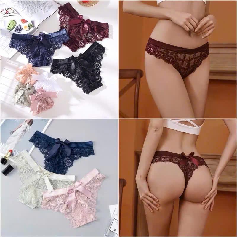  Hot combo 10 Quần lót lot khe nữ ren nơ cao cấp chữ T sexy đính nơ hông dễ thương quyến rũ kháng khuẩn săn chắc vòng 3 Siêu Mềm Mịn siêu co giãn siêu thoáng khí thoải mái Hàng cao cấp kháng khuẩn khử mùi 
