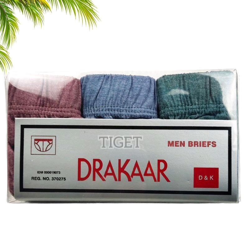 1Box Pakaian CD celana dalam karet kerut pria cowok Dewasa isi 3pcs bahan katun adem merek DRAKAAR Size M L XL Murah Termurah Kotak Nyaman 1