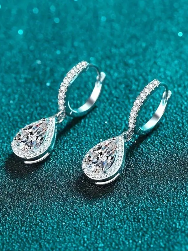 S925 Sterling Silver Synthetic Moissanite Decor Earrings, Fashion Jewelry for Party, Daily Clothing Decor, Trendy All-match & Exquisite Jewelry for Birthday Gift 4