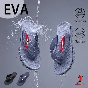 INKAYNI Sandal anti licin pria sandal jepit cowok pria sandal empuk nyaman sandal anti bau kaki sandal eva rubbe sandal pantai sandal selop cowok Sandal cepat kering sandal pria keren sandal murah