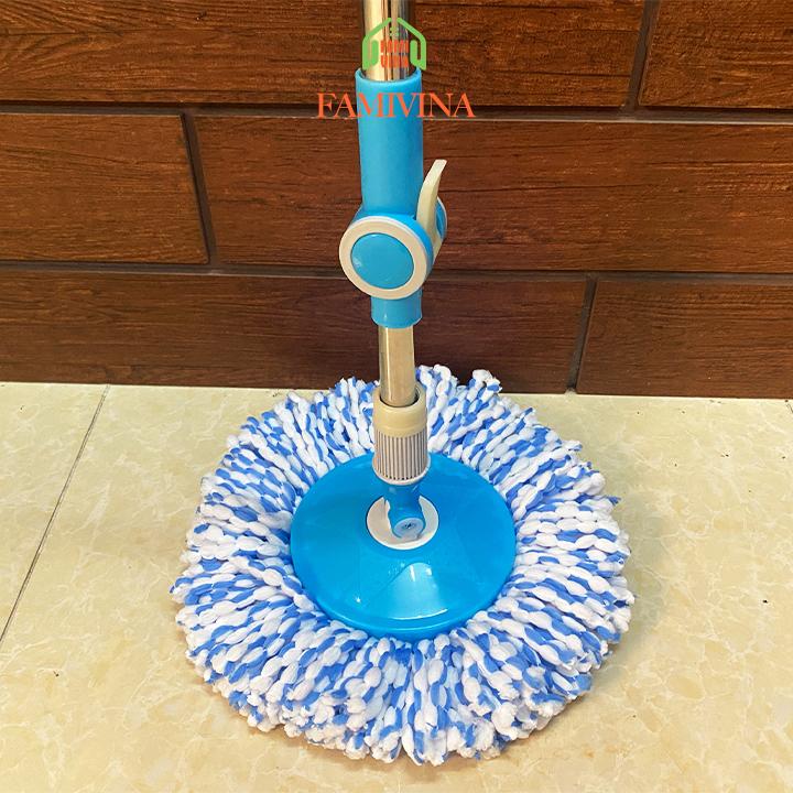 Cây lau nhà tự vắt 360 độ MÂM NHỰA đa năng rẻ bền đẹp-thân cây inox chắc chắn,chổi lau nhà rời kèm bông lau cotto 6