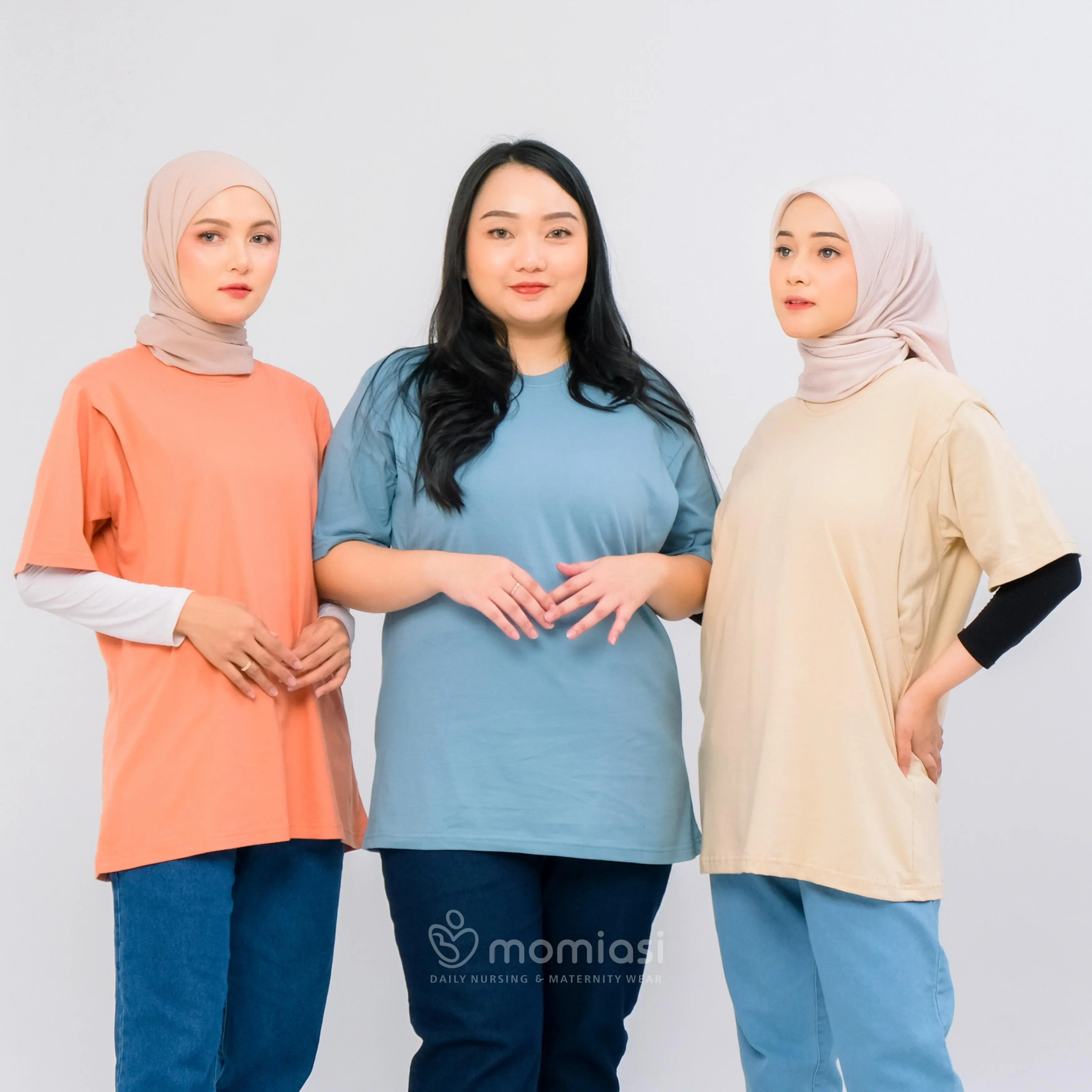 MOMIASI - Kaos Menyusui Basic Polos Lengan Pendek Combed