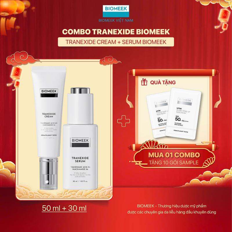 [Tặng quà] Combo serum và kem dưỡng Tranexide Biomeek, hỗ trợ dưỡng sáng, giảm thâm