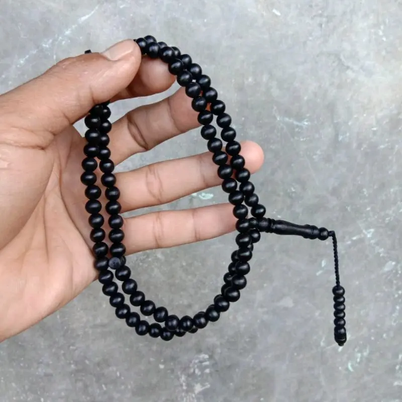 Tasbih Galih Kelor Hitam 6mm - Isi 99 Butir - Muslim, Motif 1