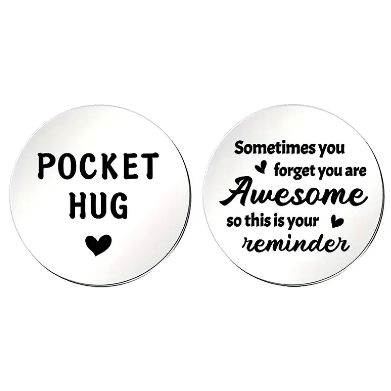 Pocket Hug Gift Coin, 1 Count Double Sided Engraved Stainless Steel Gift Coin, Party Favors for Wedding Birthday Baby Shower 2