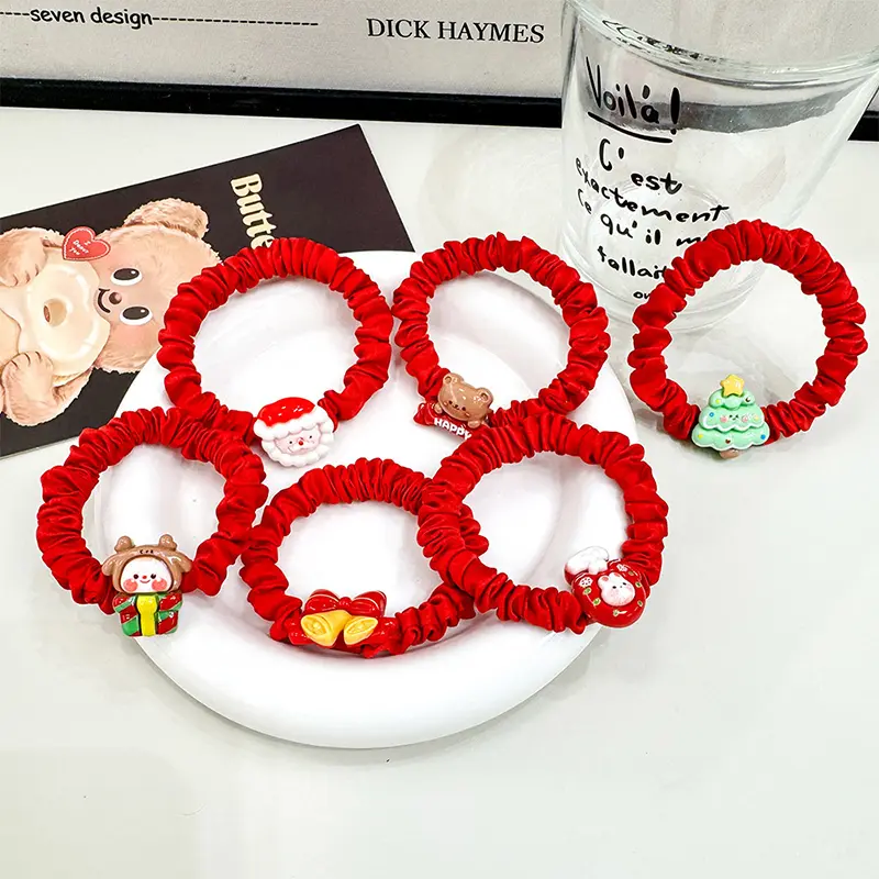 Dây Buộc Tóc Giáng Sinh, Thiết Kế Hoạt Hình Dễ Thương, Đàn Hồi Cao, Dành Cho Phụ Nữ Và Trẻ Em Gái, Ngọt Ngào Và Dễ Phối Đồ, Phụ Kiện Tóc, Thời Trang, Phong Cách Kawaii, Tuyệt Vời Làm Quà Tặng 3