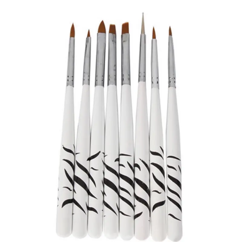 Brush Kutek Kuku Zebra Nail Art 8 PCS - White 0