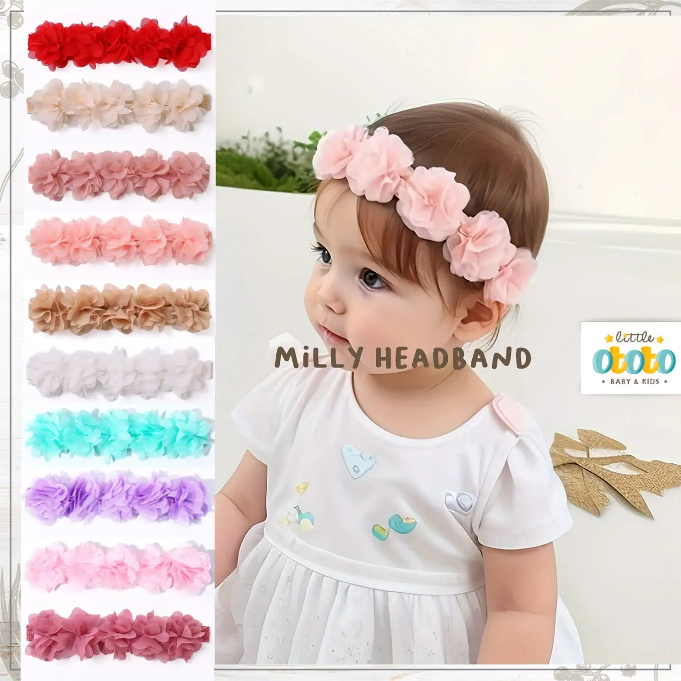 Bandana MILLY IMPORT - Headband Bando Bayi baby Anak Nylon Nilon USA Premium Lembut