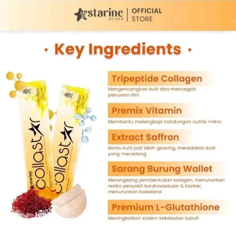 COLLASTAR ISI 15 PCS | COLAGEN VIRAL KOREA | COLAGEN EXCTRACT SAFRON, SARANG BURUNG WALET, SALMON 2