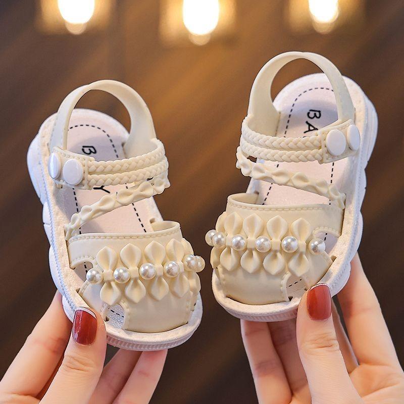  Dép Mũi Tròn Cho Em Bé Gái Cho Trẻ Mới Biết Đi Và Trẻ Em Thiết Kế Ngọc Trai Dễ Thương Đế Mềm Giày Chống Trượt Thích Hợp Cho 0-3 Tuổi 