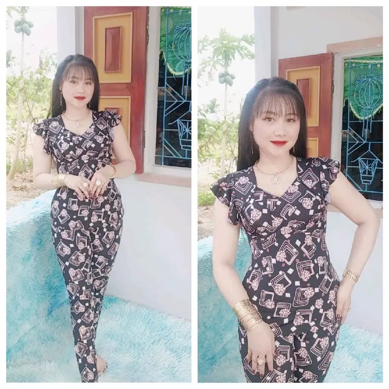 Bộ thun ati tay cánh tiên đắp chéo cổ tim đắp chéo quần dài ống nhỏ đủ size 1234 từ 40_70 kg 7