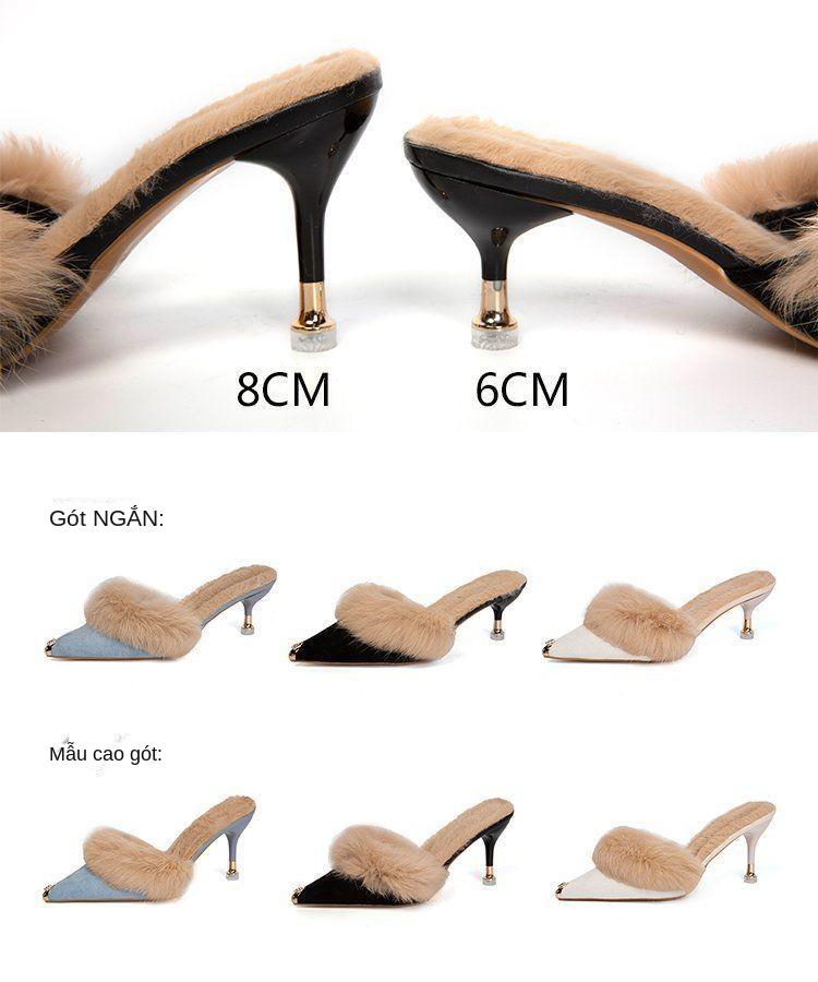 Product Introduction of Bơm Giày Cao Gót Sang Trọng Cho Nữ, Trang Phục Mùa Đông Lót Lông Cừu, Dép Bán Ngón Chân Nhọn Mới 2024, Người Nổi Tiếng Trên Internet, Dép Mùa Đông Ins, Gót Giữa DéP Shoes 4