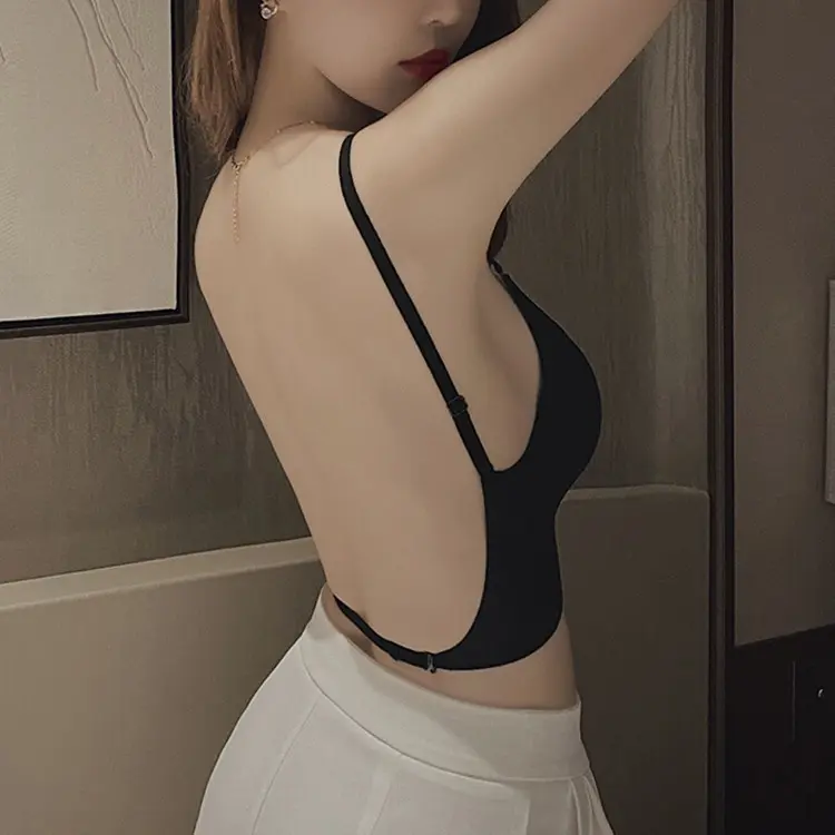 U-Shaped Beauty Back Underwear Women's Small Chest Push up 2024 New Style with Chest Pad Outer Wear Vest One-Piece Seamless Backless Bra