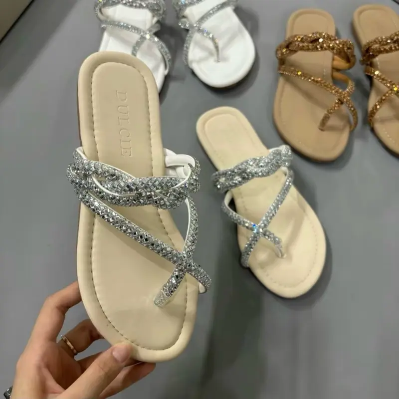 Dép bệt dây đá thắc bính kẹp chéo xỏ ngón thời trang siêu xinh dễ mang có fun size (35-45) DéP 2