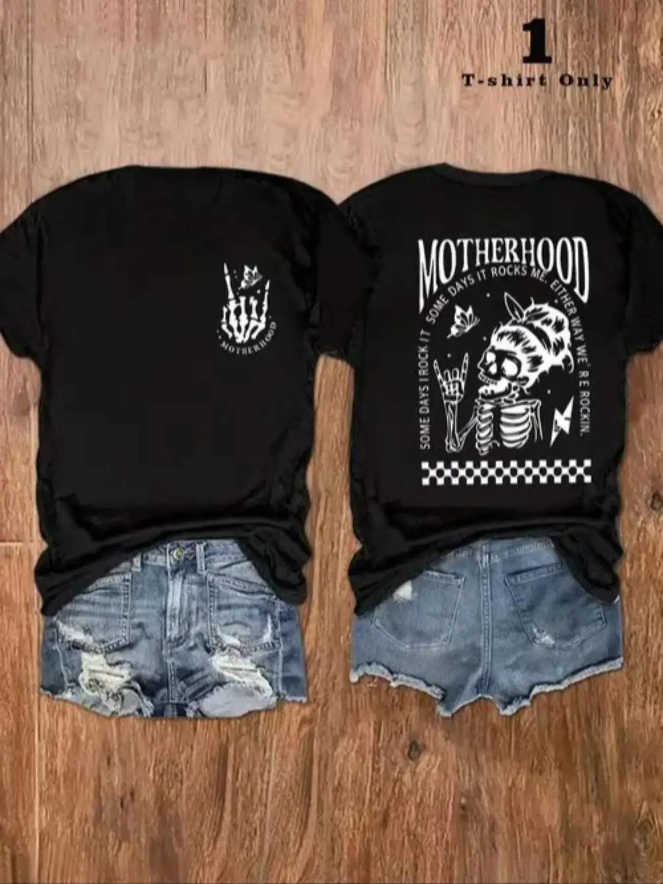 Women's Skull & Letter Print Round Neck Tee, Fashion Casual Short Sleeve T-shirt Pajama Top for Daily Wear, Ladies Clothes for All Seasons