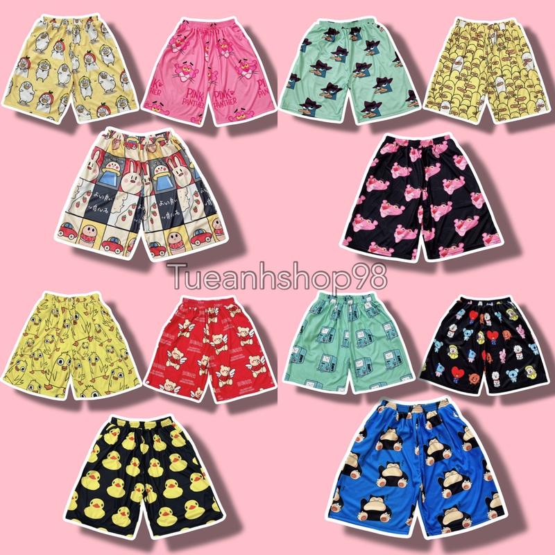   COMBO 3-5 Quần  Quần Short lững Cartoon Unisex - Quần đùi hoạt hình nhiều hoạt tiết nam nữ Freesize 38-68kg TUEANHSHOP 