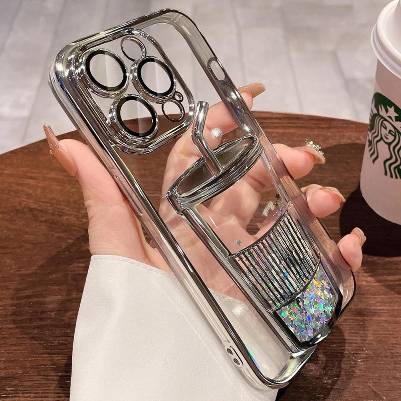 Product Introduction of Aesthetic quicksand cup plating glitter TPU camera case for iPhone 13 14 12 Pro max with lens protection shockproof soft back cover 22