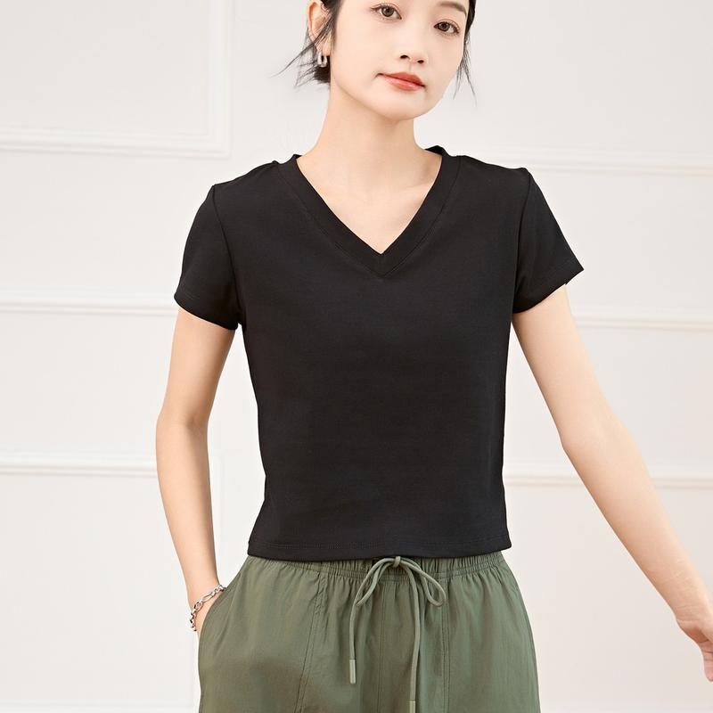 Product Introduction of Eyouth 13106 Women's T-Shirt V-nect Short Sleeve- Soft and Comfortable Tops 44