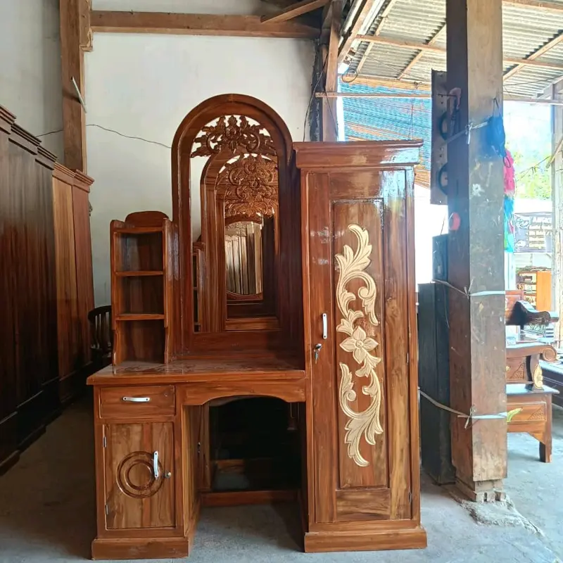 meja rias minimalis finishing/ tolet / tempat make up kayu jati 0